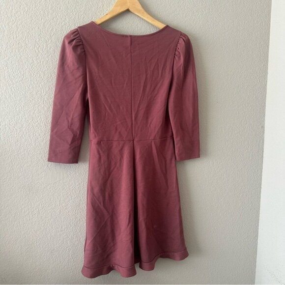 Express V-Neck Ruffle Hem Fit And Flare Dress Dusty Pink Size Small - Picture 3 of 9